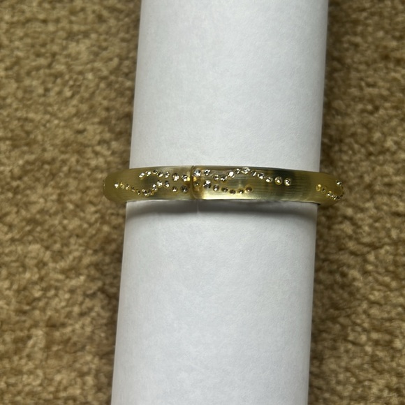 Alexis Bittar Yellow Lucite Crystal Dust Hinged Bracelet - Picture 4 of 6